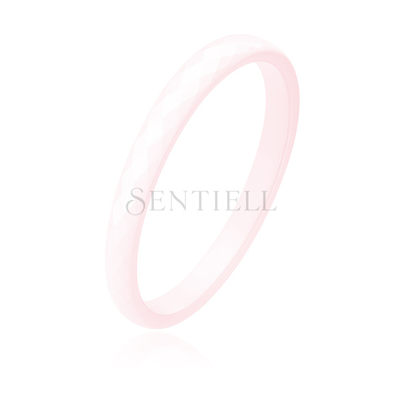 Pink faceted ceramic ring 3mm