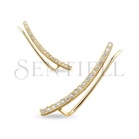 Silver (925) gold-plated cuff earrings with zirconia