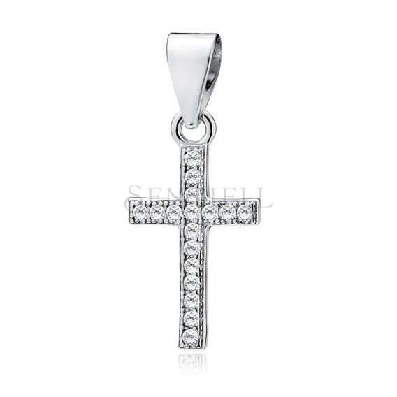 Silver (925) pendant cross with white zirconias