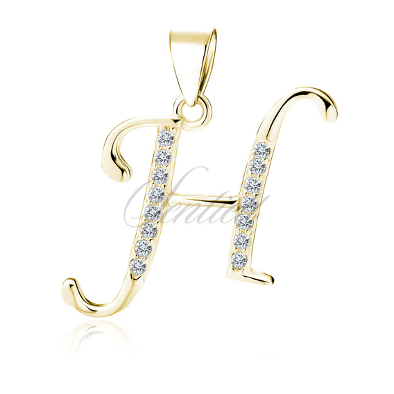 Silver (925) gold-plated pendant white zirconias - letter H