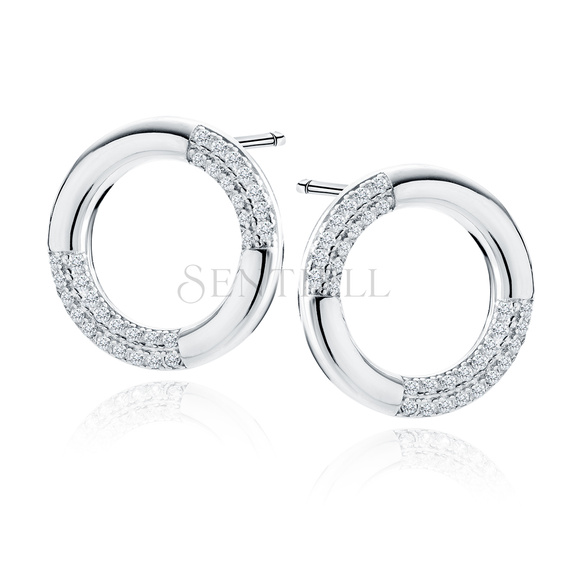 Silver (925) earrings circles with white zirconias