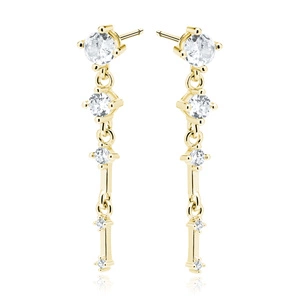 Silver (925) gold-plated earrings with white zirconias