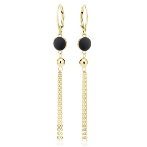 Silver (925) gold-plated earrings with black enamel, ball and chains