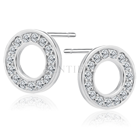 Silver (925) round earrings with zirconia