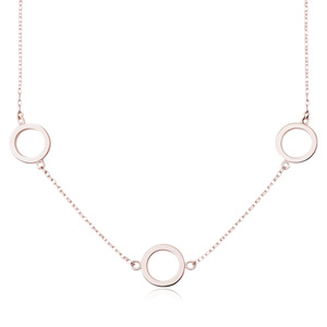 Silver (925) rose gold-plated necklace - three circles