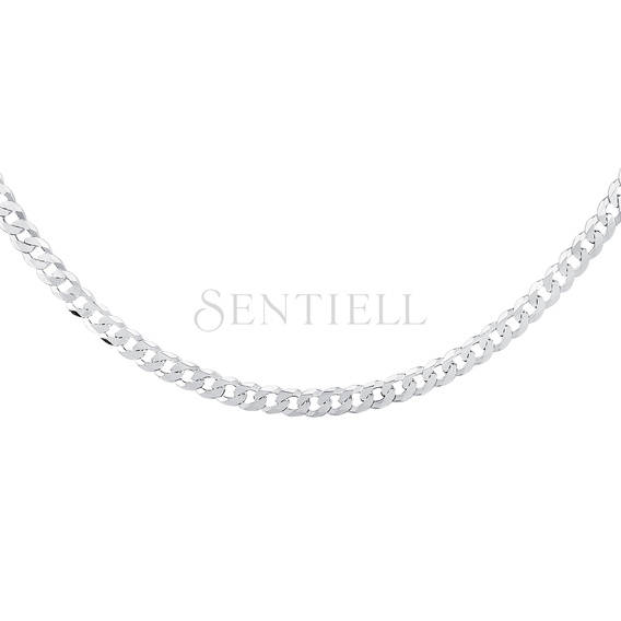 Silver (925) diamond-cut chain - curb extra flat Ø 140 rhodium-plated
