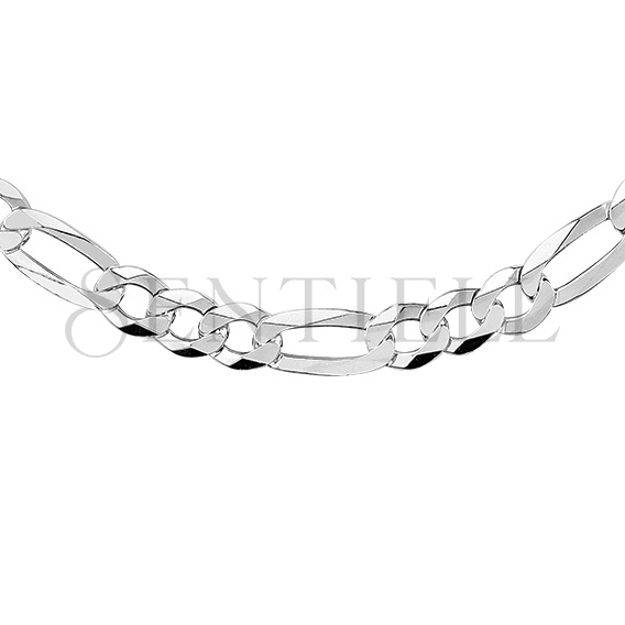 Silver (925) diamond-cut chain - figaro extra flat Ø 200 rhodium-plated