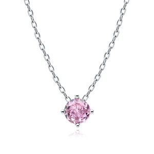 Silver (925) necklace with pink zirconia