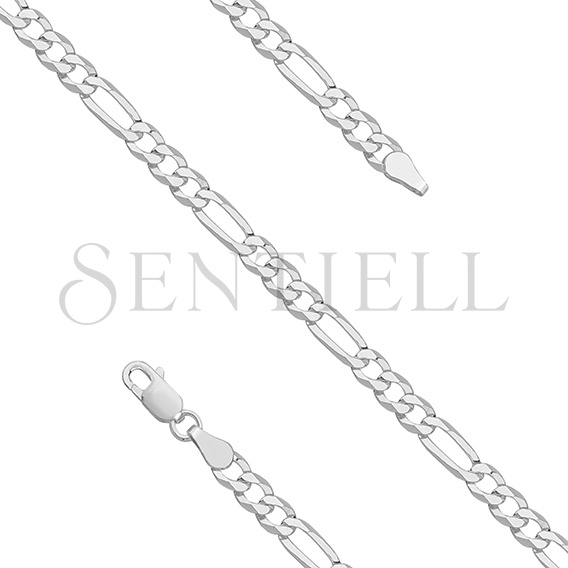 Silver (925) diamond-cut chain - figaro extra flat Ø 100 rhodium-plated