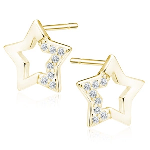 Silver (925) gold-plated star earrings with white zirconias