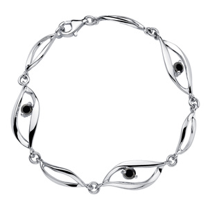 Silver (925) bracelet with black zirconia