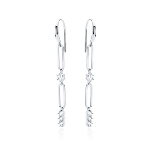 Silver (925) earrings chain links and white zirconias