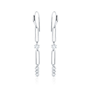 Silver (925) earrings chain links and white zirconias