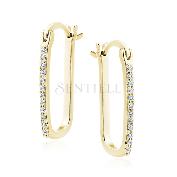 Silver (925) gold-plated earrings with white zirconias