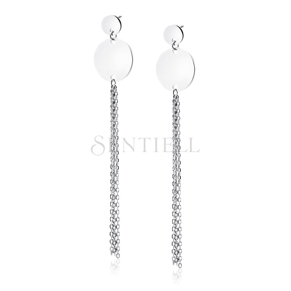 Silver (925) earrings - circles with chains