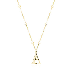 Silver (925) gold-plated necklace - letter A on chain with balls