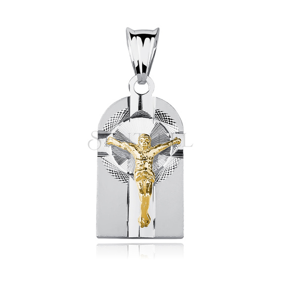 Silver (925) pendant Jesus on cross, gold-plated