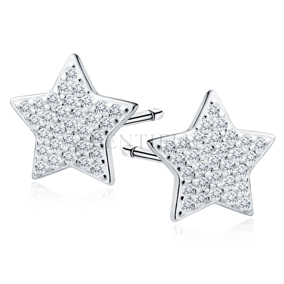 Silver (925) earrings stars with white zirconias