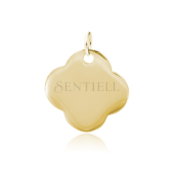 Silver (925) flat charm for bracelets  - gold plated four leaf clover