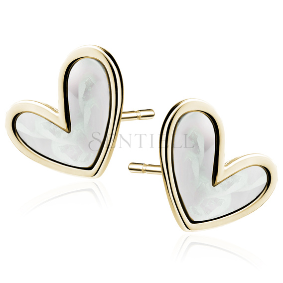 Silver (925) gold-plated earrings with Nacre - heart