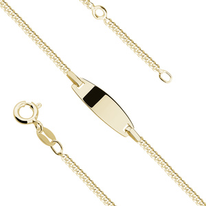 Silver bracelet (925) with ID tag, gold-plated