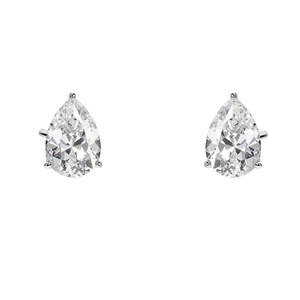 Silver (925) earrings tear-shaped white zirconia 5mm x 7mm