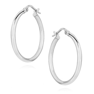 Silver (925) earrings hoops - highly polished