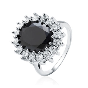 Silver (925) ring with big black zirconia