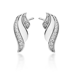 Silver (925) earrings - wings with white zirconias