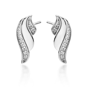 Silver (925) earrings - wings with white zirconias