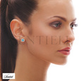 Silver (925) elegant round earrings with aqamarine zirconia