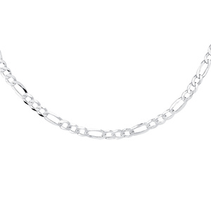Silver (925) diamond-cut chain - figaro extra flat Ø 140 rhodium-plated