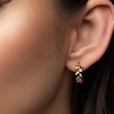 Silver (925) gold-plated earrings leaf with white zirconias