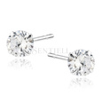 Silver (925) earrings round white zirconia diameter 6mm