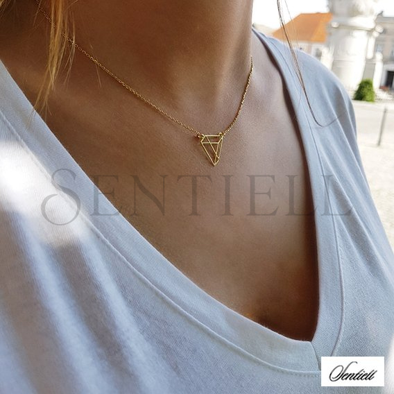 Silver (925) necklace - Origami triangle, gold-plated