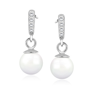 Silver (925) pearl earrings with zirconia