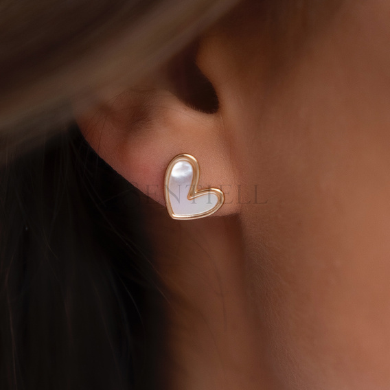 Silver (925) gold-plated earrings with Nacre - heart