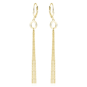 Silver (925) gold-plated earrings - oval with chains