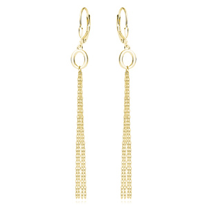 Silver (925) gold-plated earrings - oval with chains