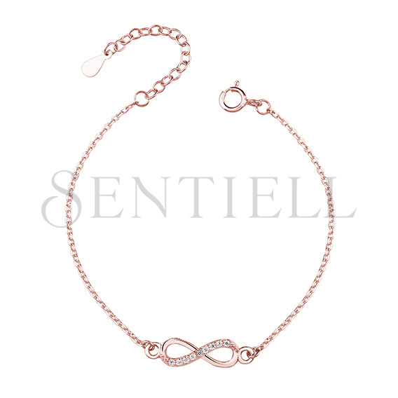 Silver (925) rose gold-plated bracelet - Infinity with white zirconias