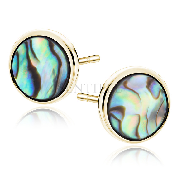 Plata de ley 925 chapada en oro pendientes con nácar