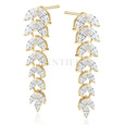 Silver (925) gold-plated earrings long leafs with zirconia