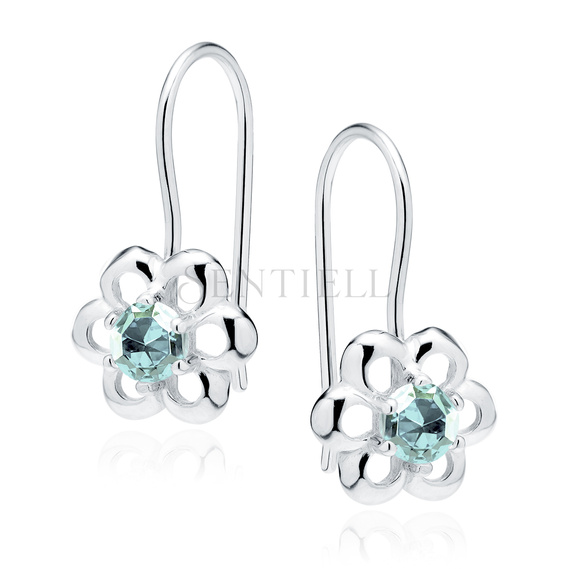 Silver (925) Earrings aquamarine colored zirconia