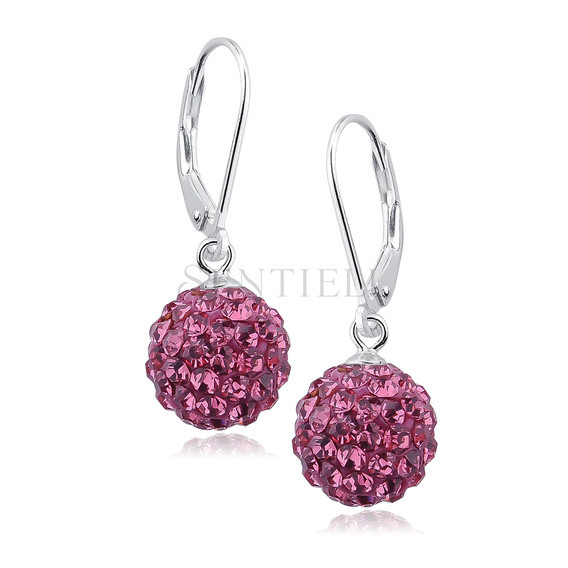 Silver (925) Earrings disco ball 10mm rose