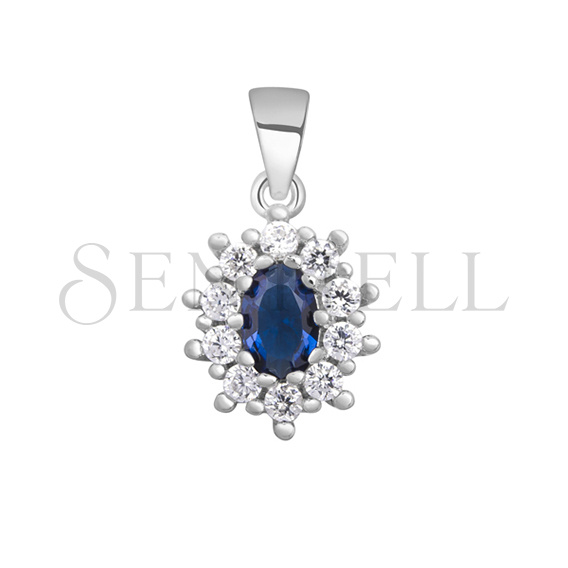 Silver (925) pendant sapphire colored zirconia