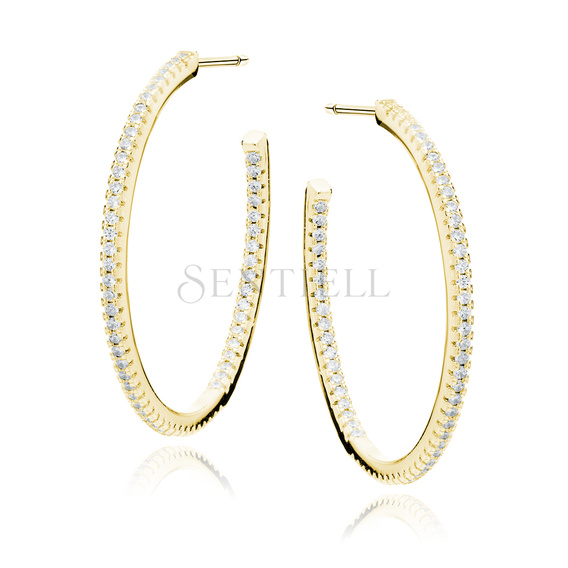 Silver (925) gold-plated earrings with white zirconias