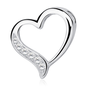 Silver (925) pendant - lovley hollow heart with zirconia