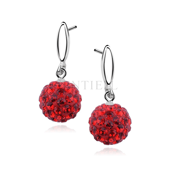 Silver (925) earrings red disco ball