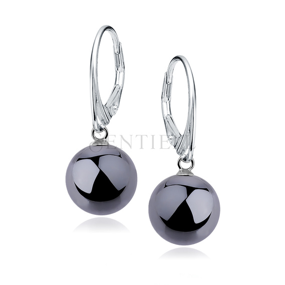 Silver earrings 925 balls - hematite