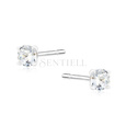 Silver (925) earrings white zirconia 3mm round